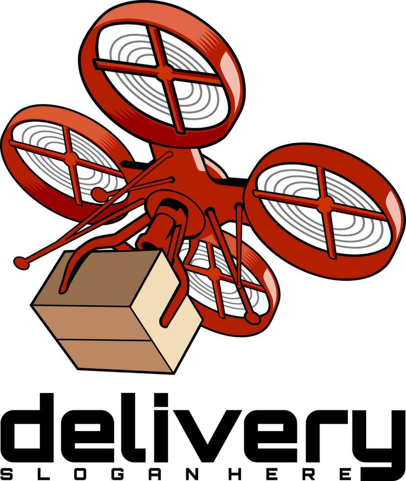 drone delivery service illustration logo vector