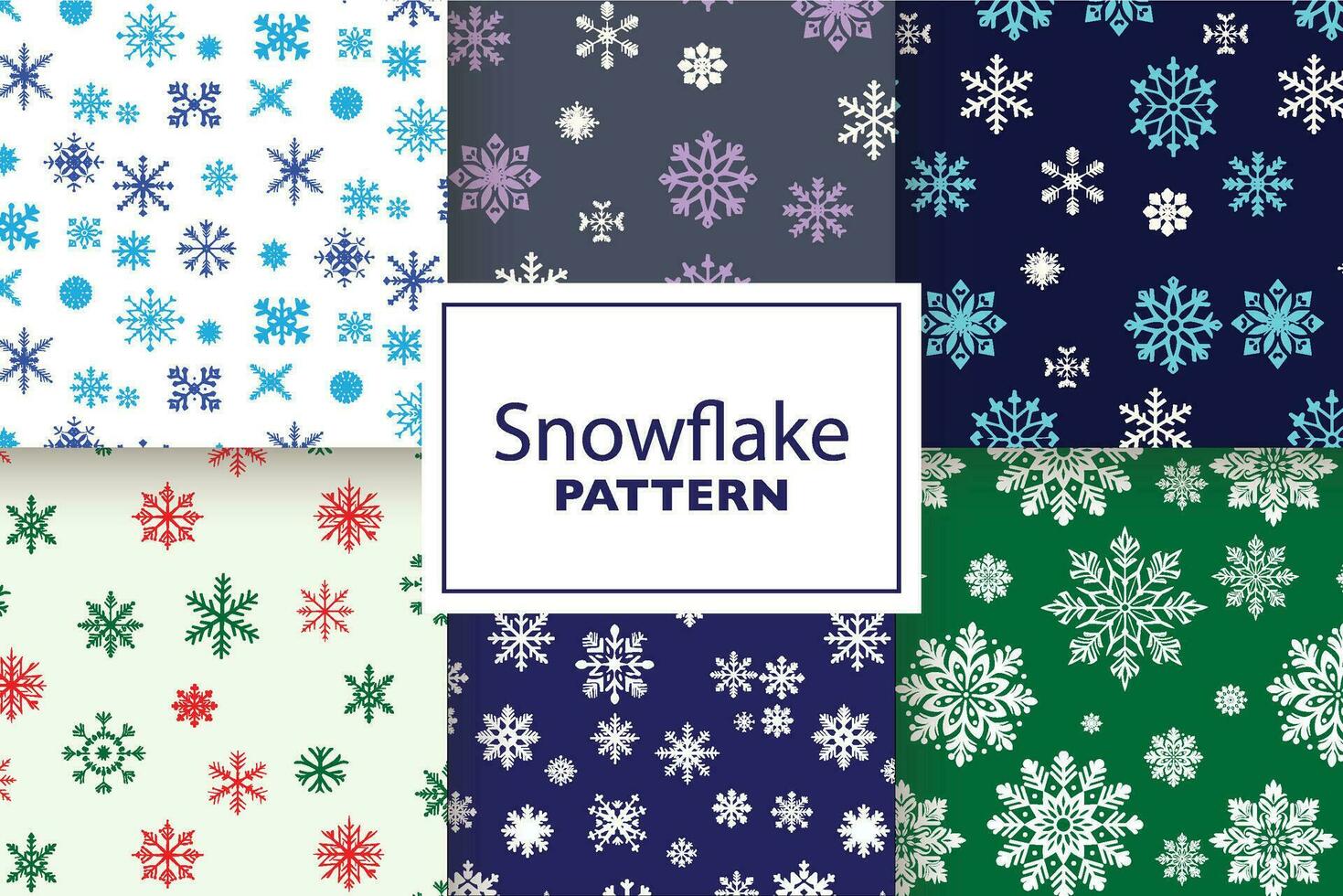 Colorful Collection of Six Different Snowflake Patterns vector