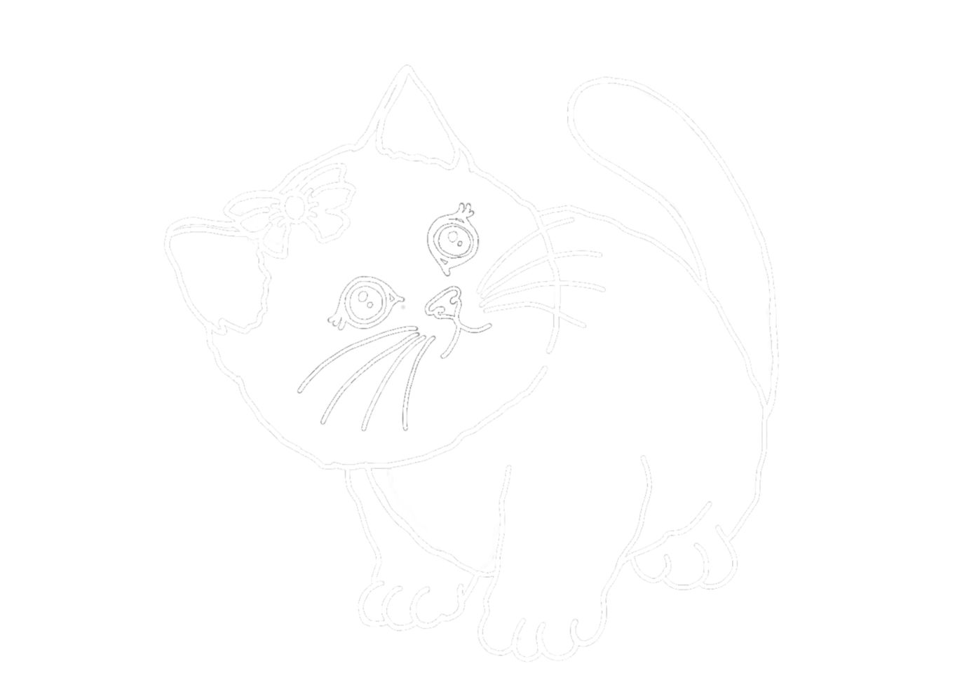 Animal - Adorable Cat, Kitten, Kitty Illustration - white line art png