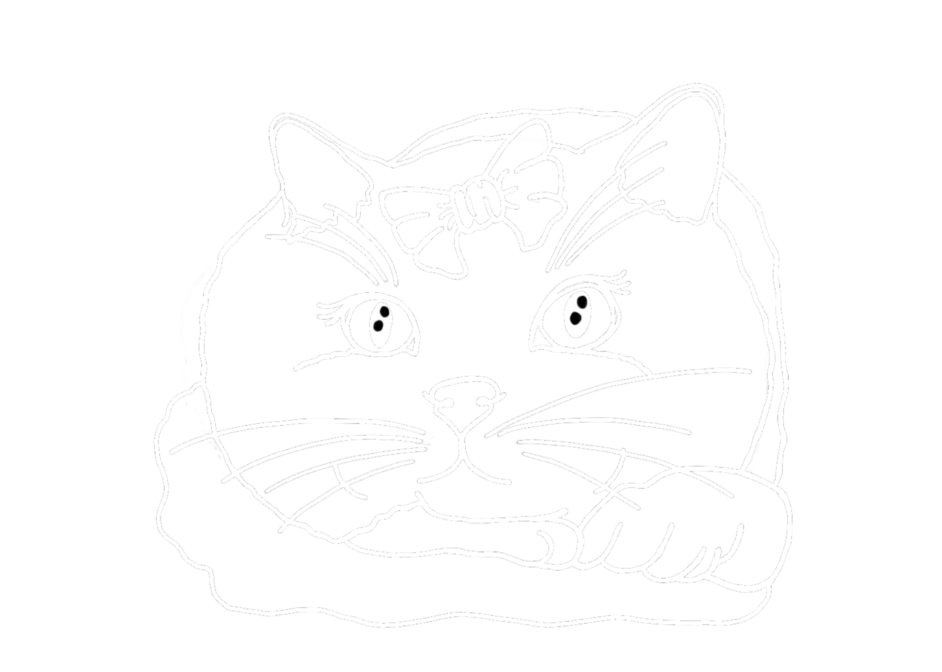 djur- - förtjusande katt, kattunge, pott illustration - vit linje konst png