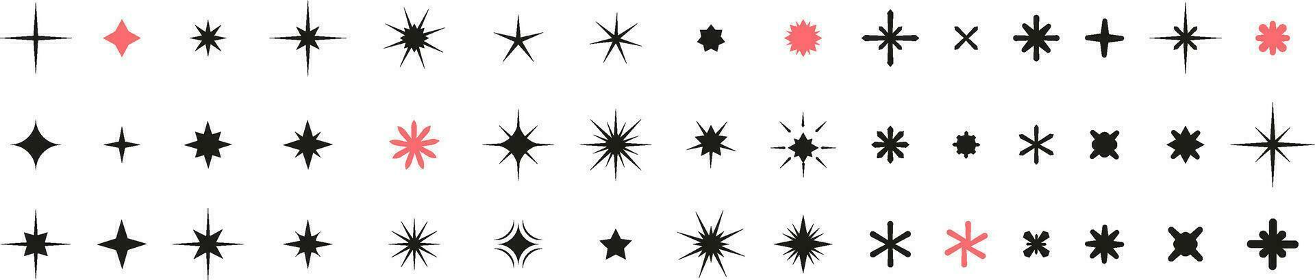 Set of aesthetic y2k star elements vector