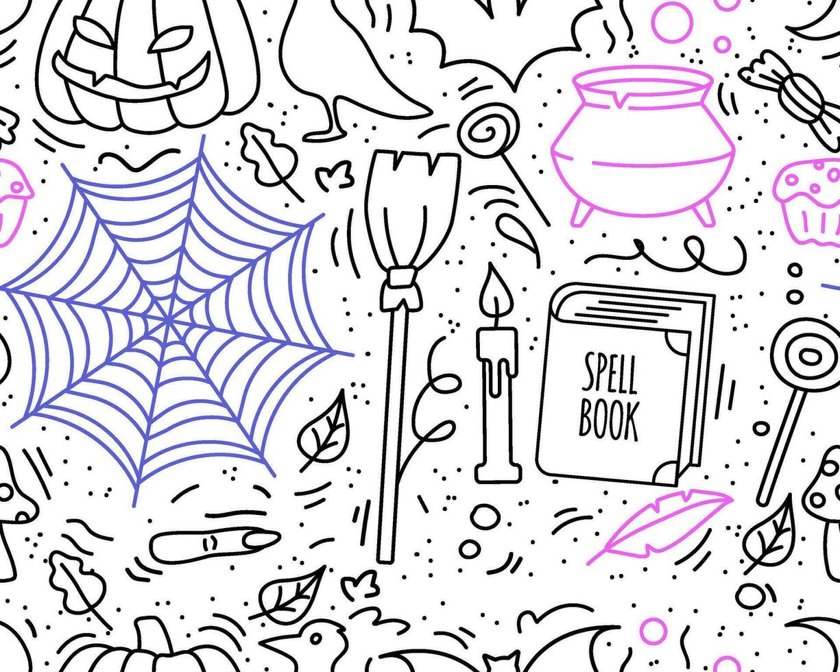 Doodle Halloween seamless pattern vector