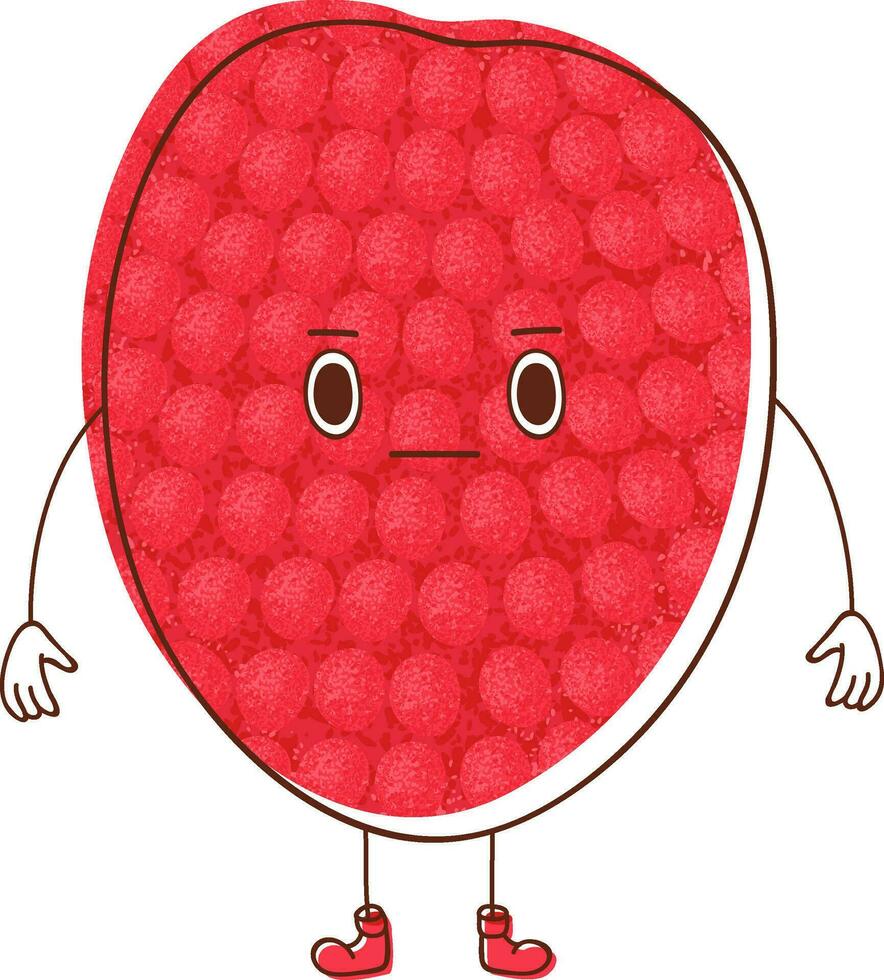 An illustration of a frustrated lychee fruit expressing emotional distress. vector