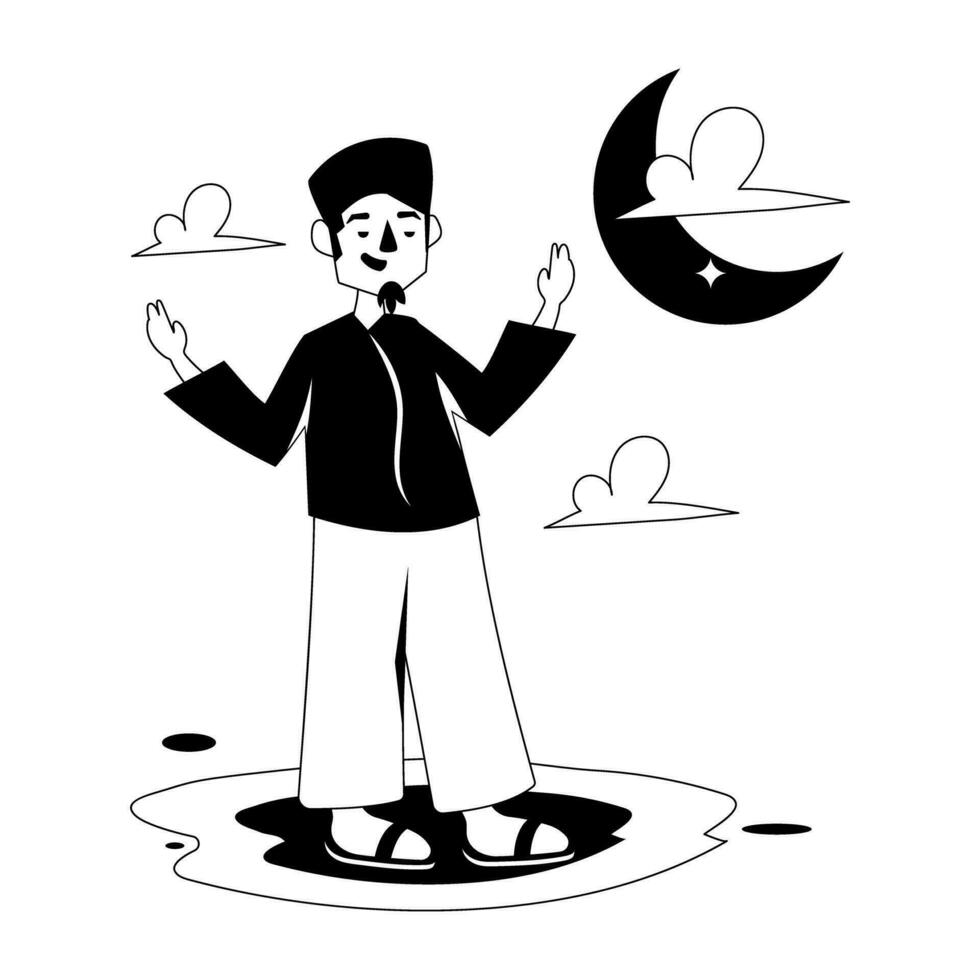 Trendy Eid Moon vector