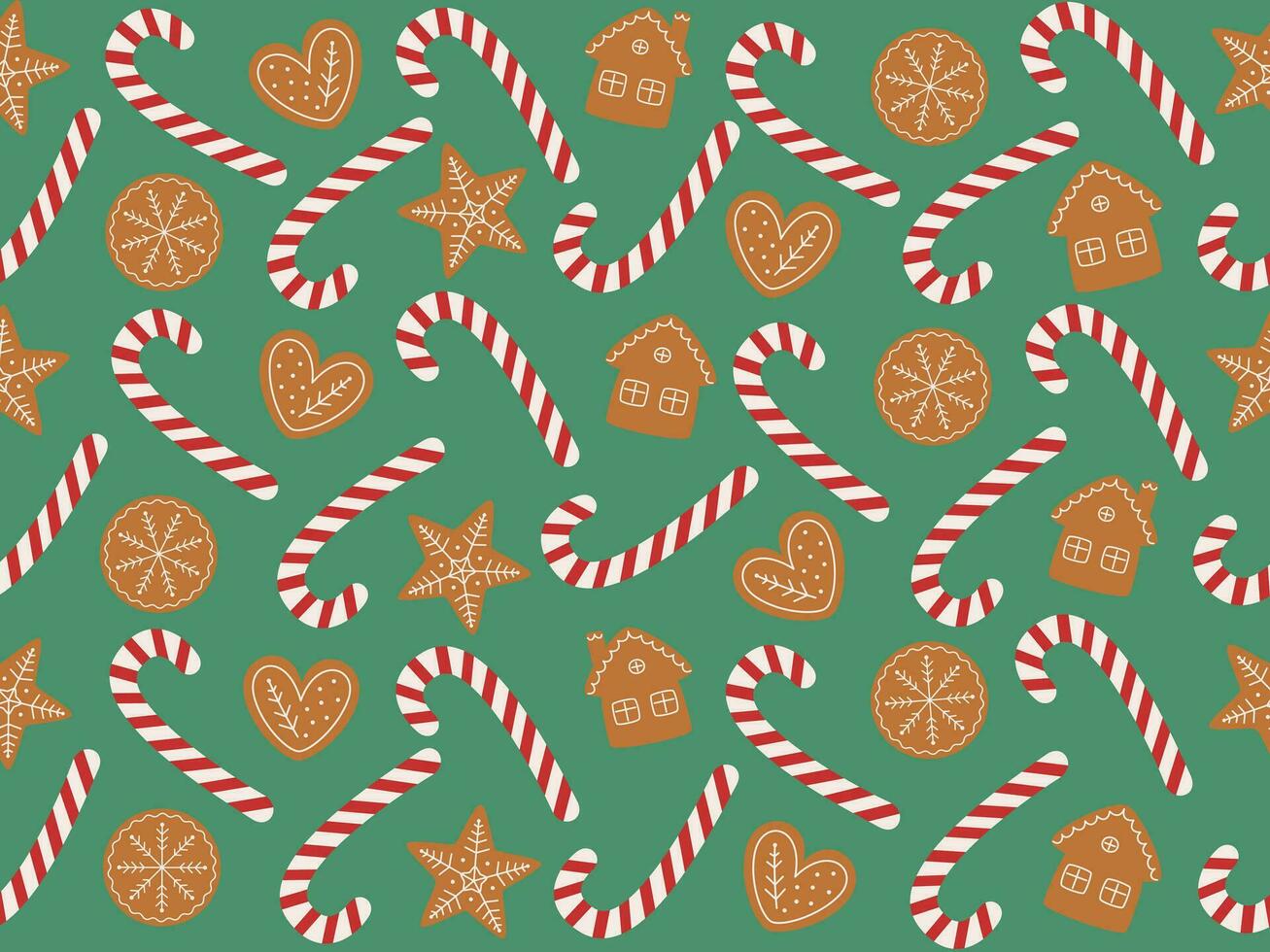 Pattern ginger snaps and candy cane vector