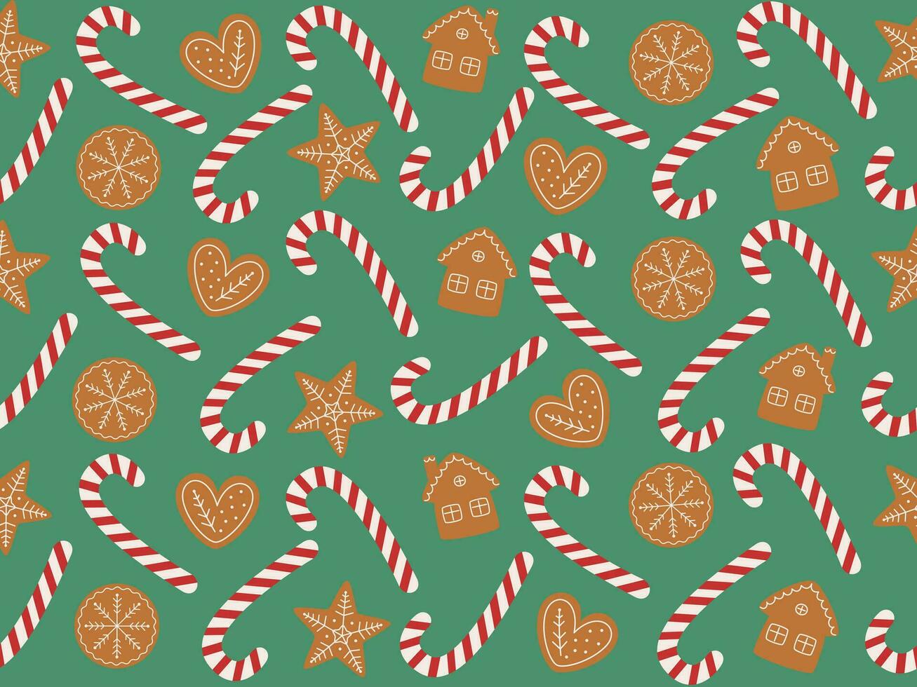 Pattern ginger snaps and candy cane vector