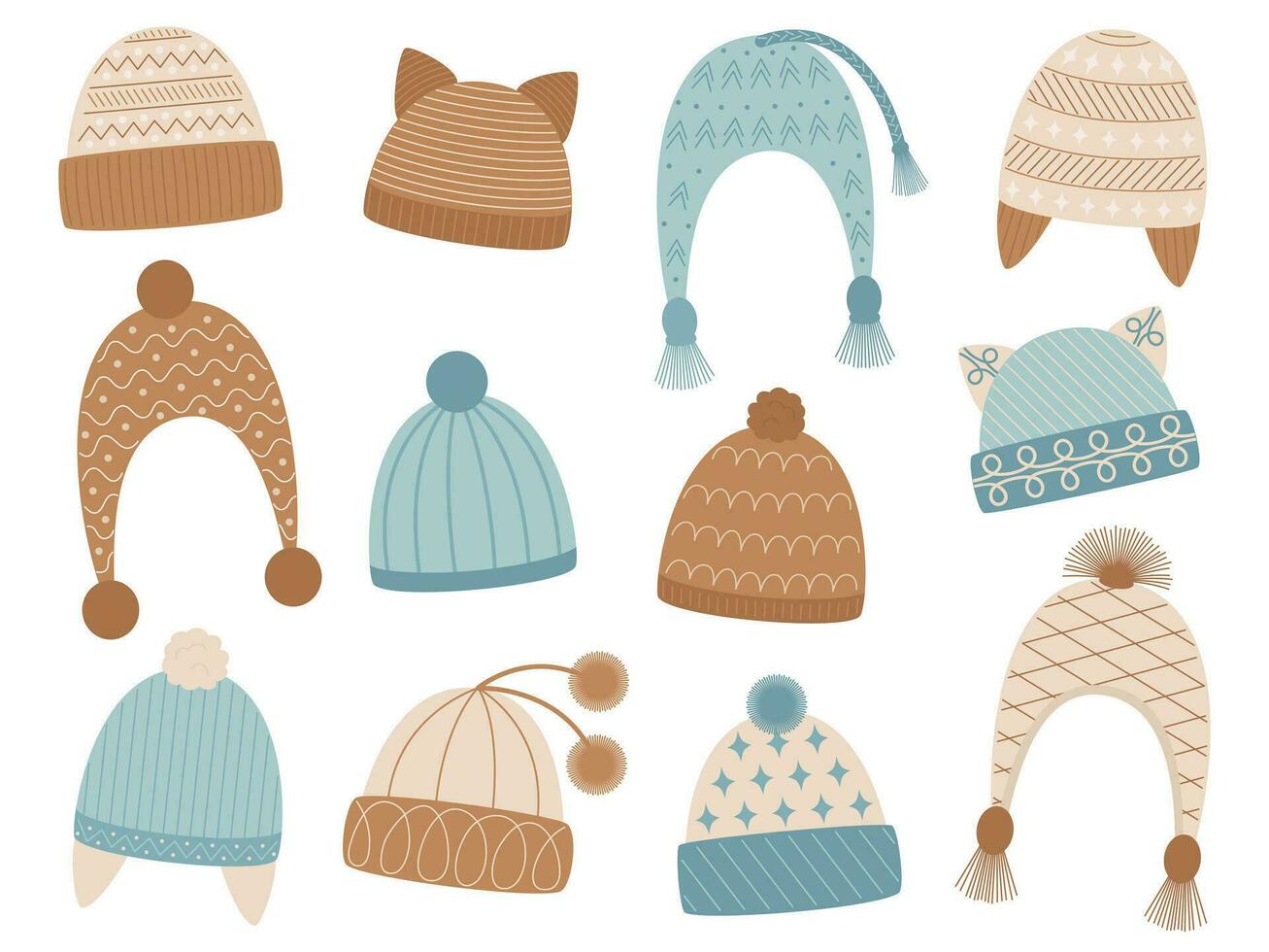 conjunto de invierno sombreros vector