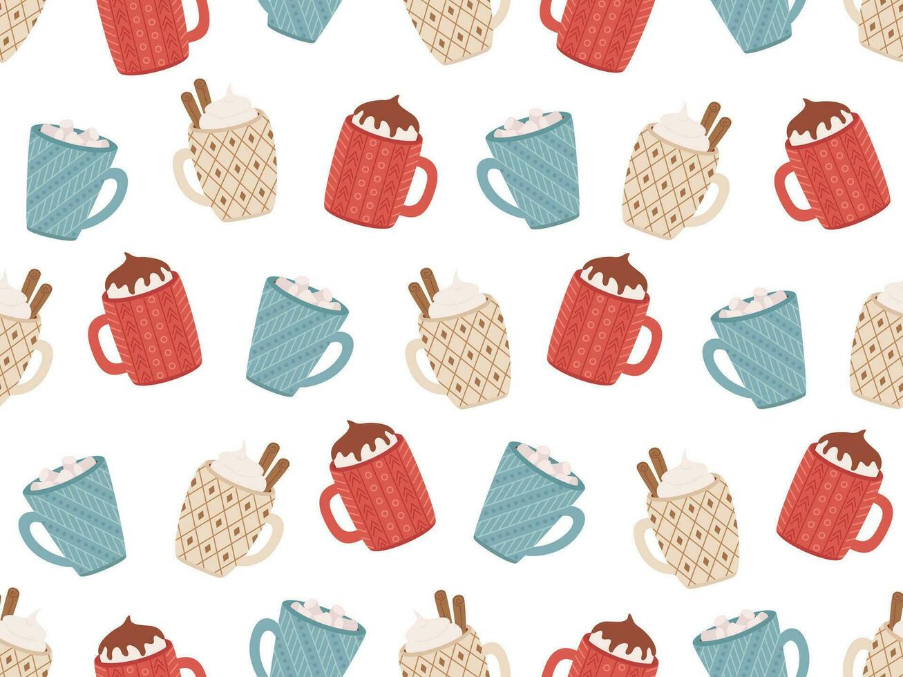 Pattern cups mugs vector