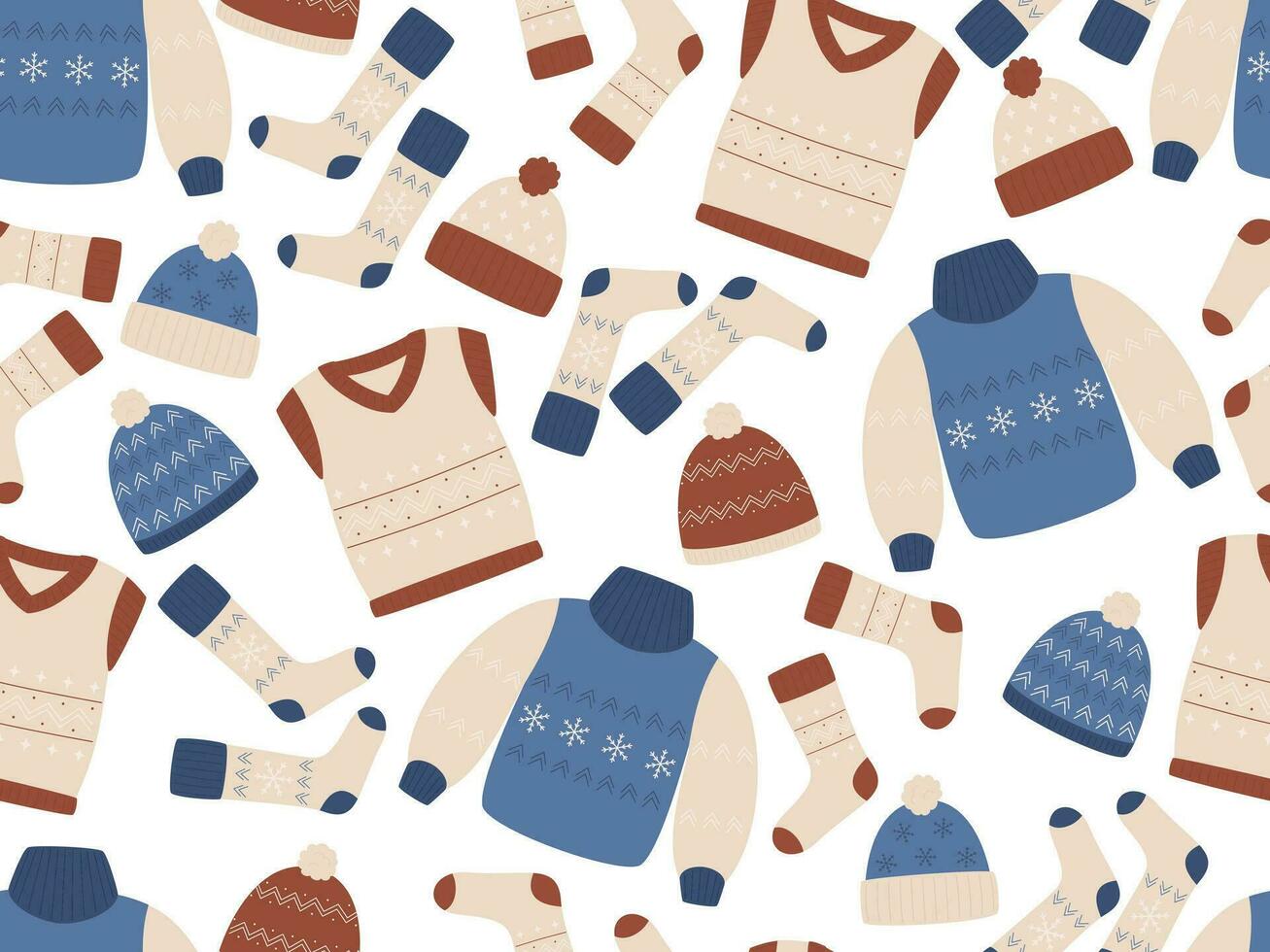 Seamless pattern with warm clothes vector