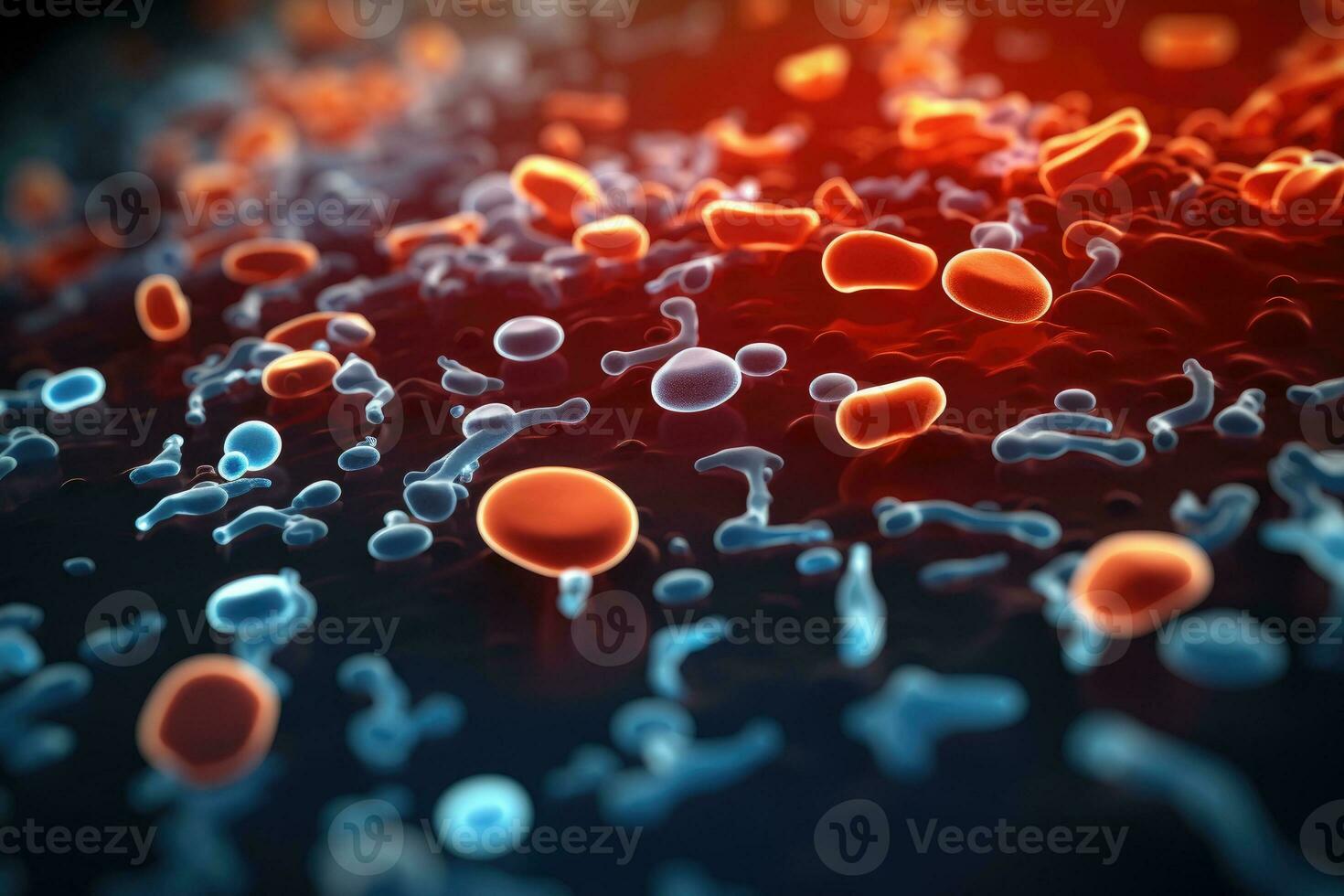 bacterias en microscópico ver ai generado foto