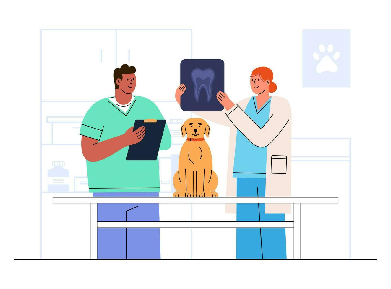 Dental Xray checkup pet concept illustration vector