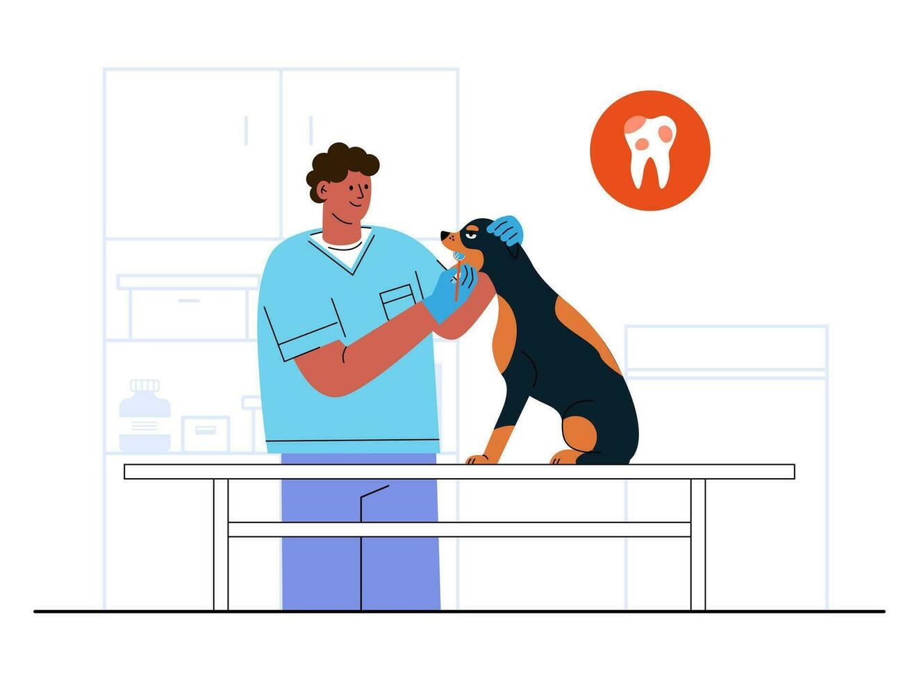 dental chequeo mascota concepto ilustración vector