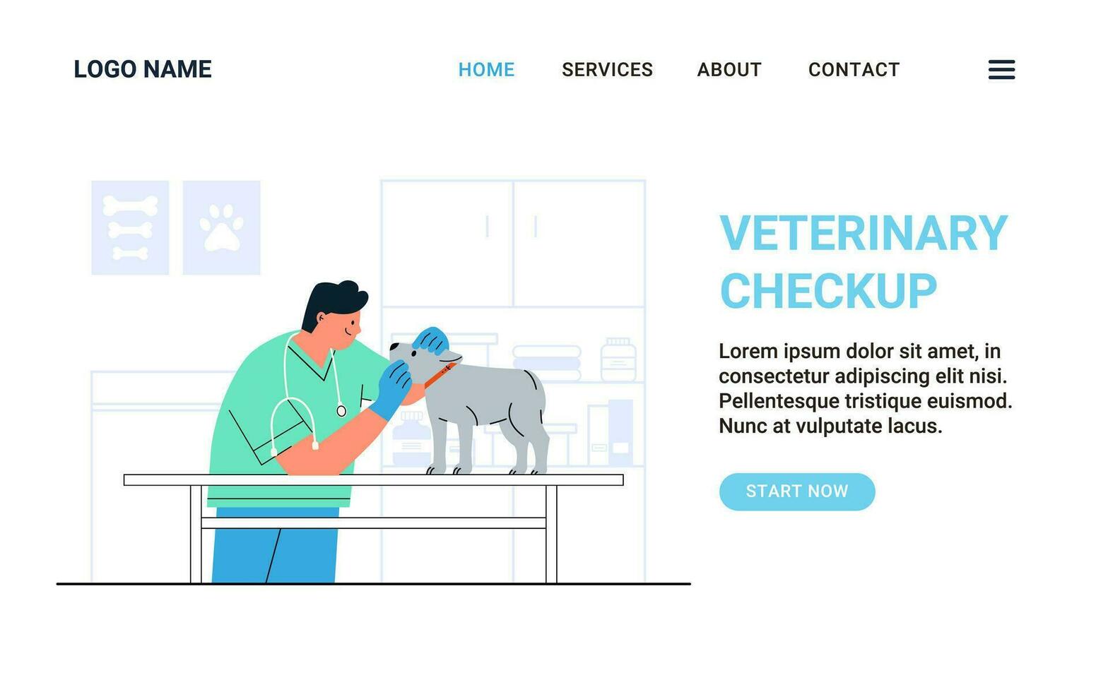Landing page template Healthcare annual checkup pet concept illustration vector
