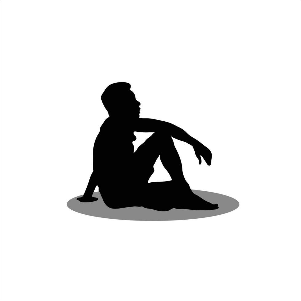 Men sitting silhouete vector