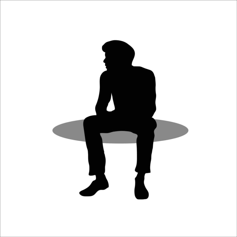 Men sitting silhouete vector