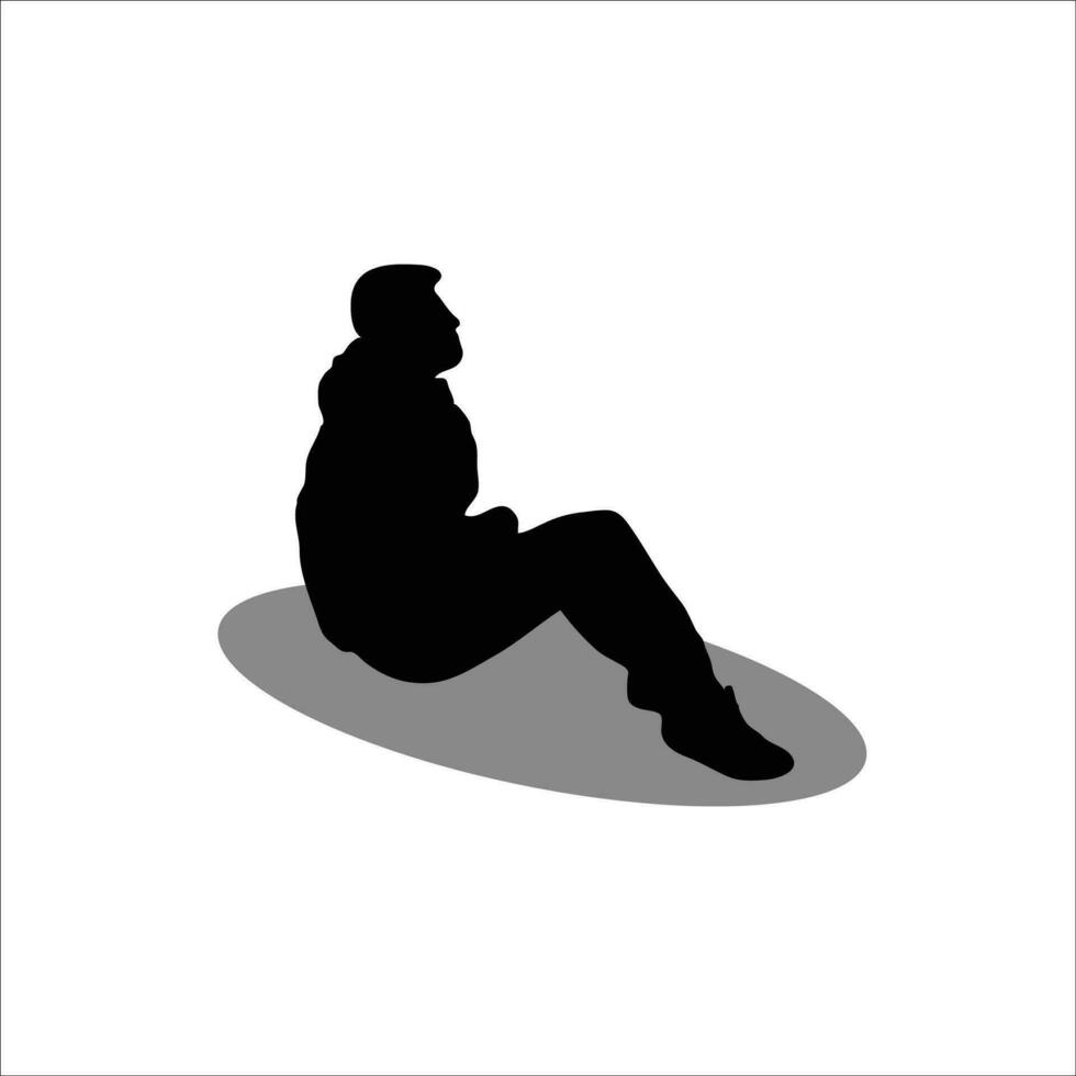Men sitting silhouete vector