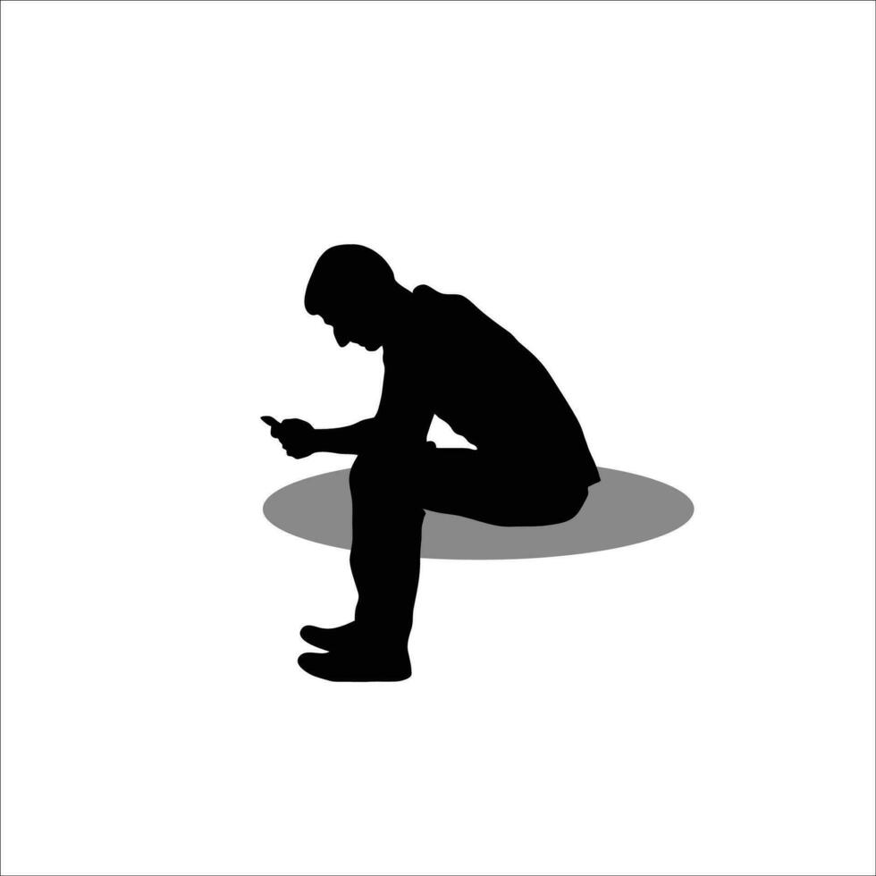 Men sitting silhouete vector