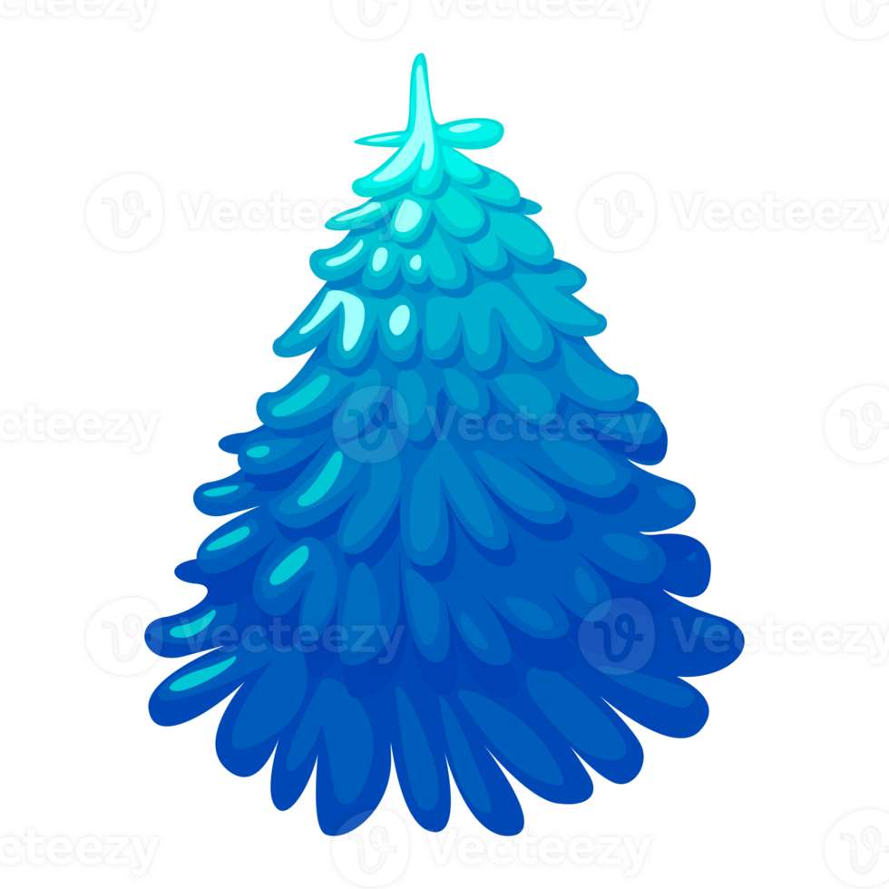 Christmas tree. Cartoon blue tree. png