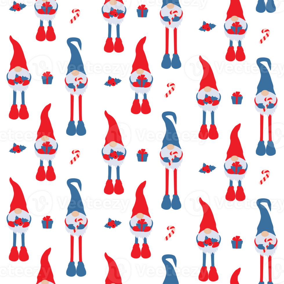 Christmas pattern with gnomes png