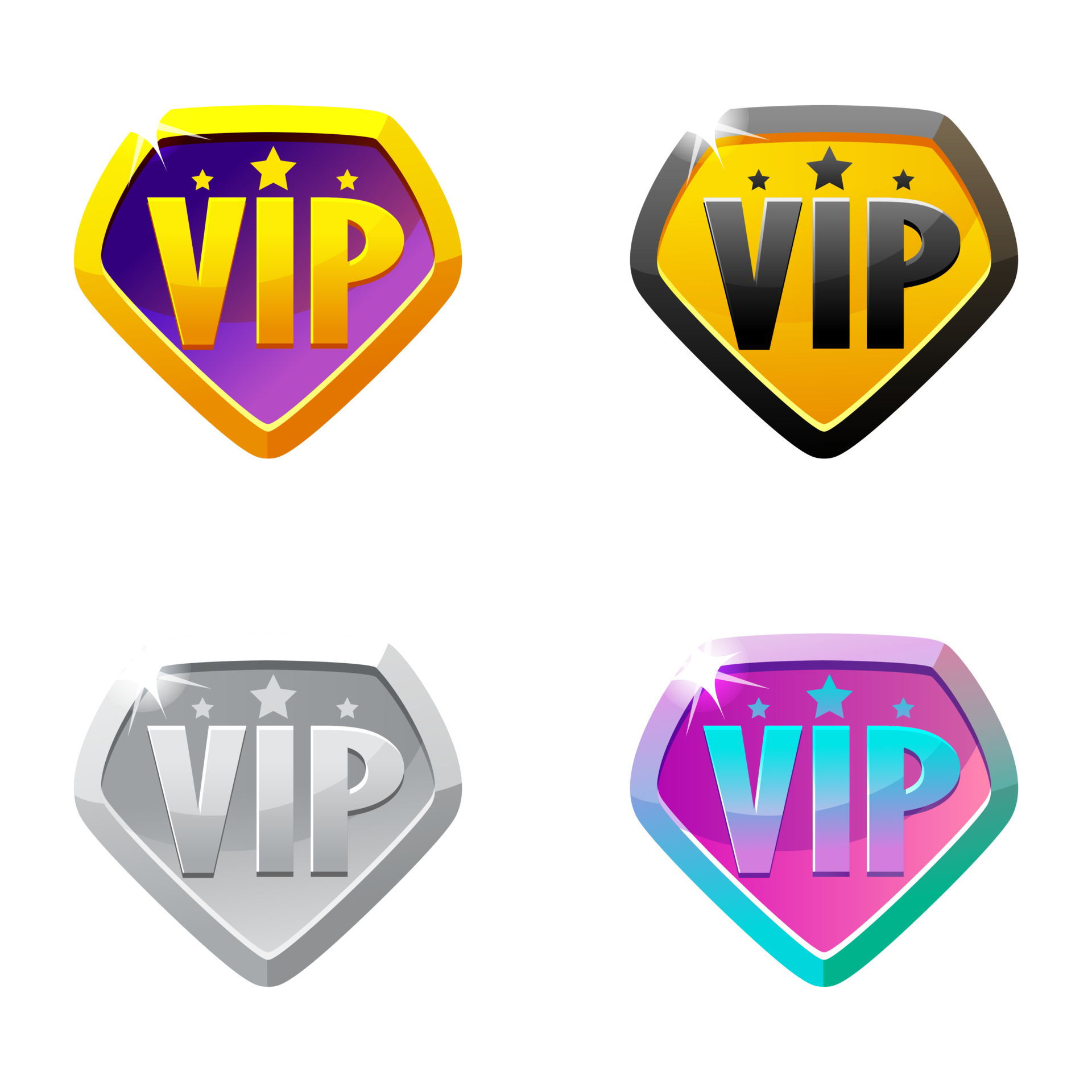 Four VIP Icons VIP Badges For 2D Games 33534354 PNG four-vip-icons-vip-badges-for-2d-games-33534354-png