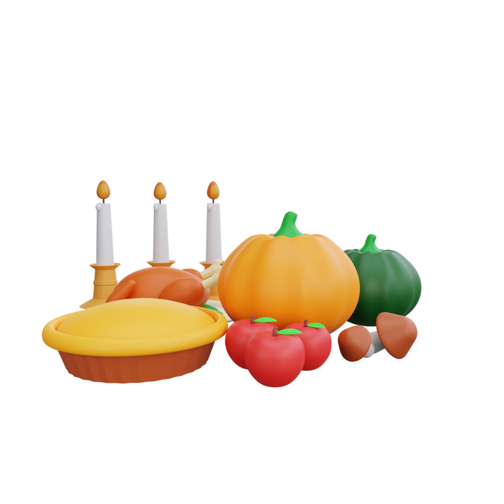 3d rendering Thanksgiving Feast png