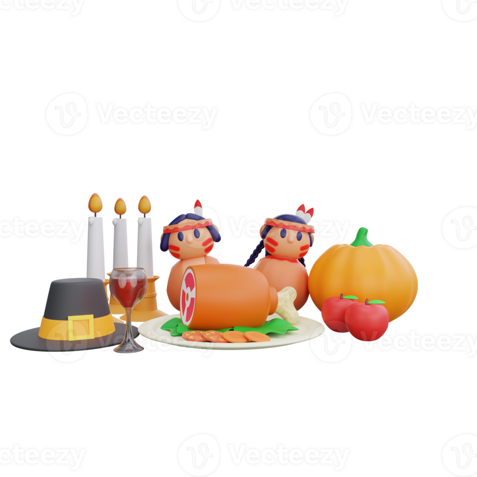 3d rendering Thanksgiving Feast png