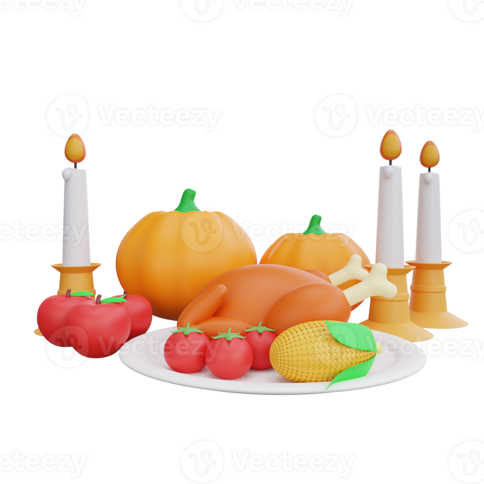 3d rendering Thanksgiving Feast png