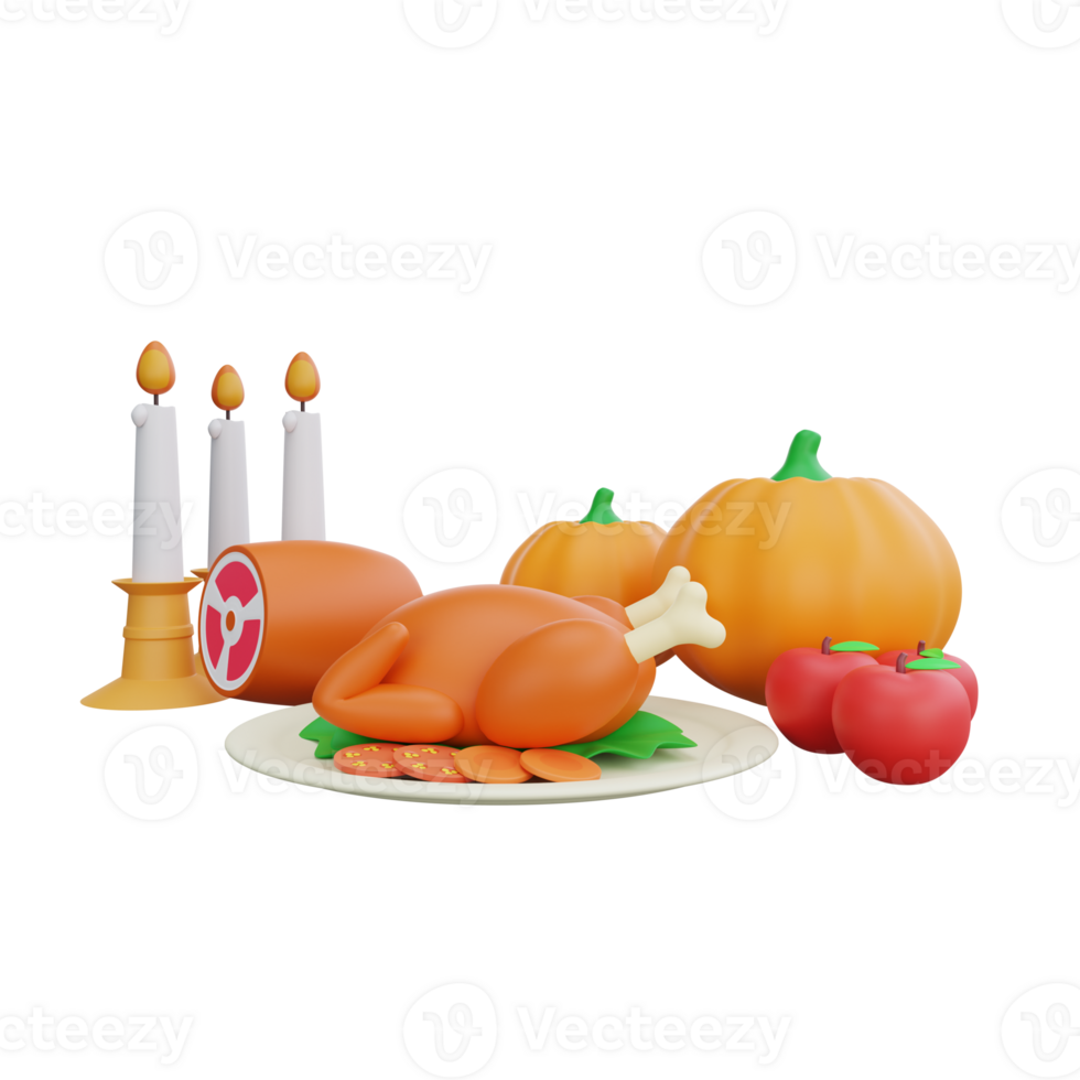 3d rendering Thanksgiving Feast png