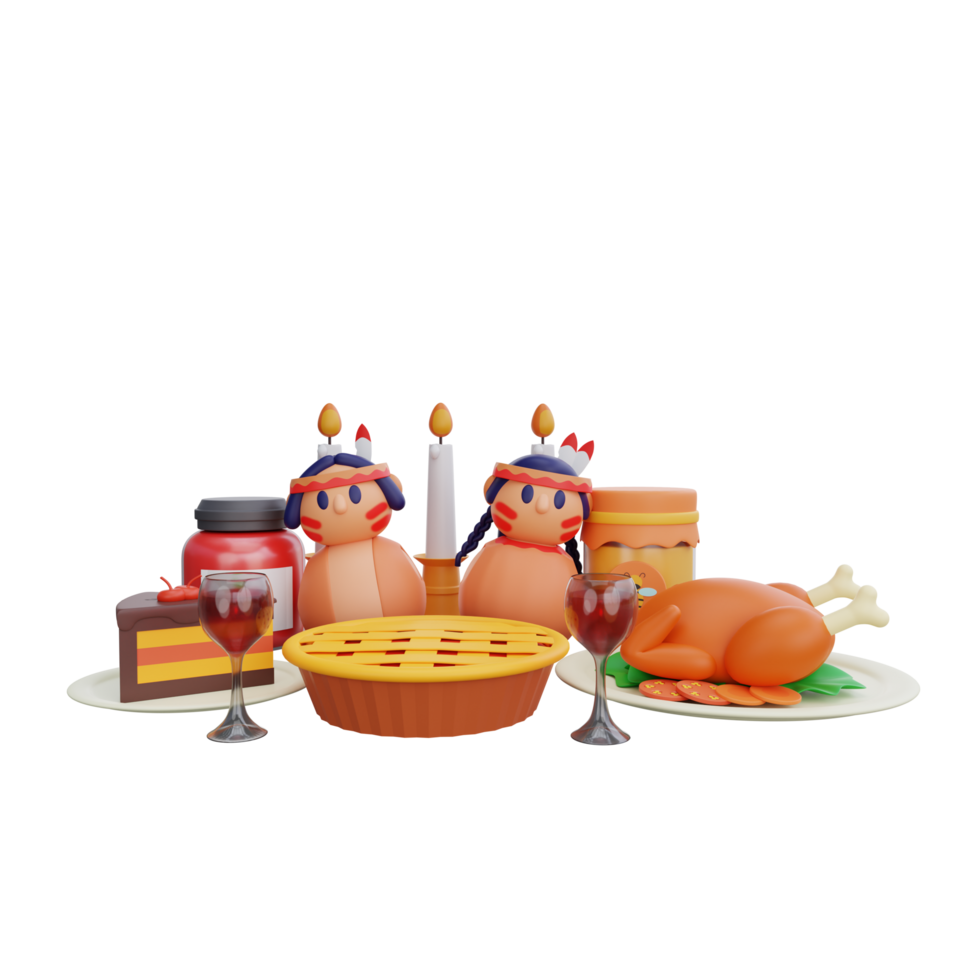 3d rendering Thanksgiving Feast png