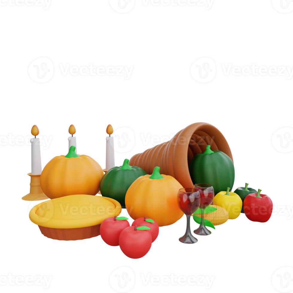 3d rendering Thanksgiving Feast png