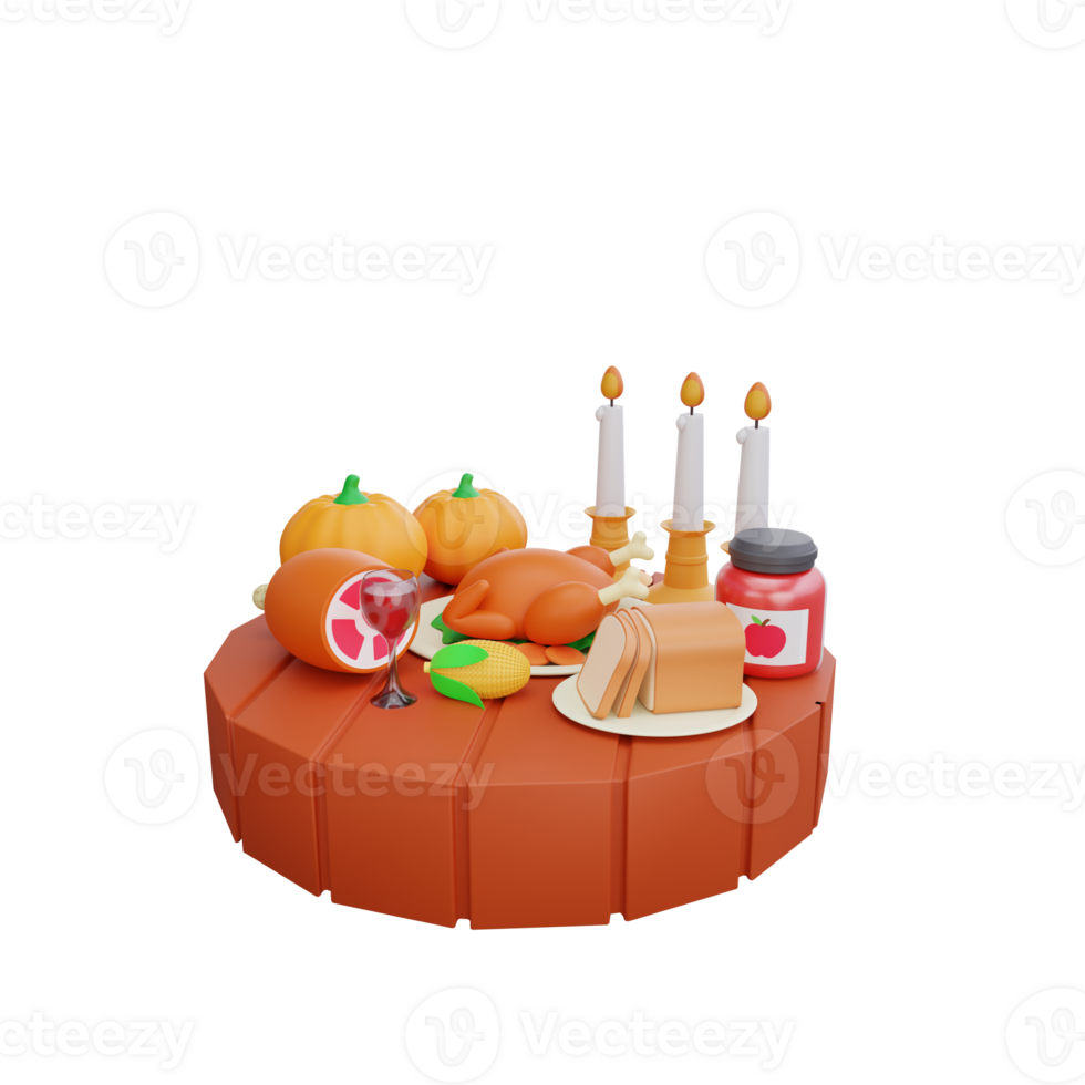 3d rendering Thanksgiving Feast png