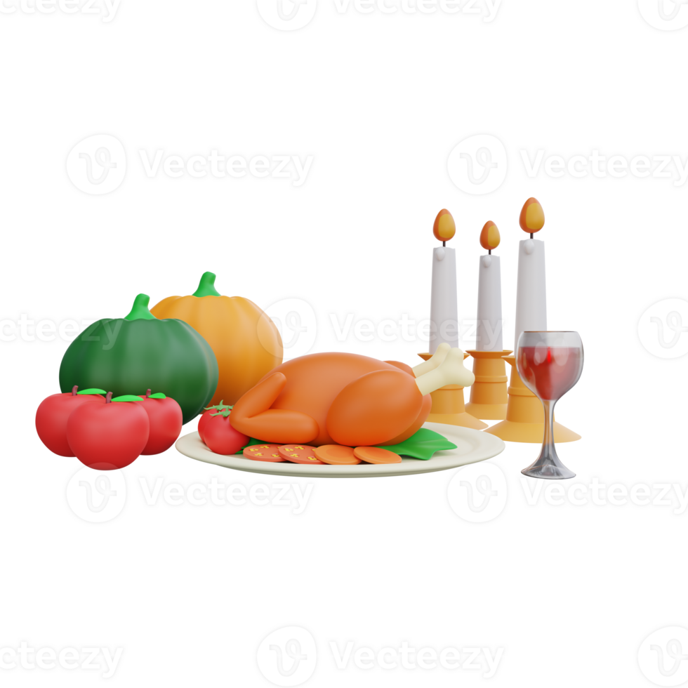 3d rendering Thanksgiving Feast png