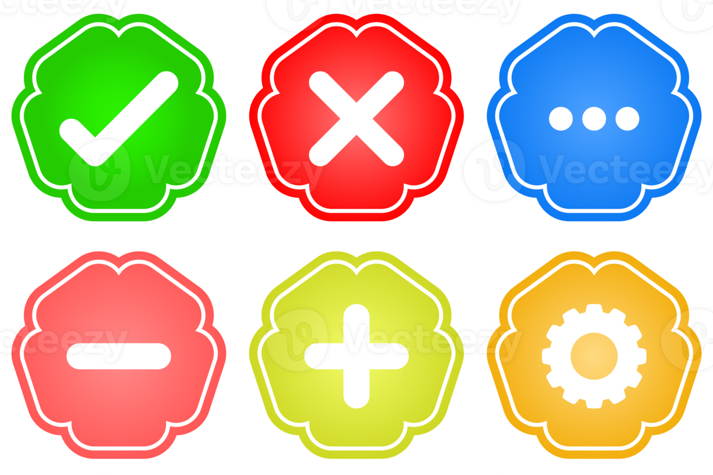 Right wrong cross customize Jagged shape colors icon set png