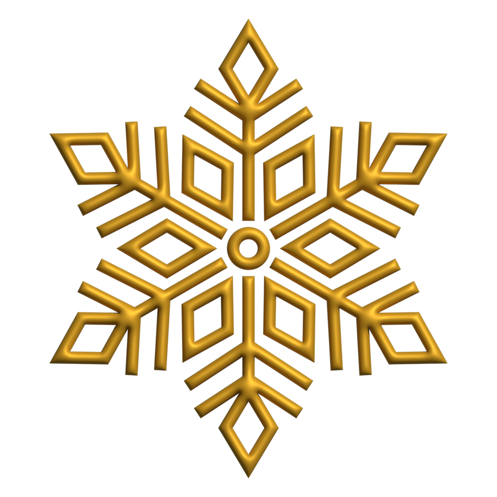 3d realistic gold snowflake png