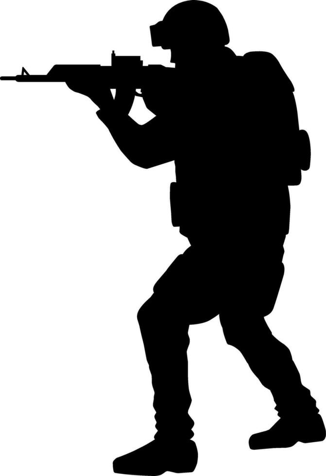 soldados silueta vector ilustración. militar soldado gráfico recursos para icono, símbolo, o signo. soldado silueta para militar, ejército, seguridad, guerra o defensa