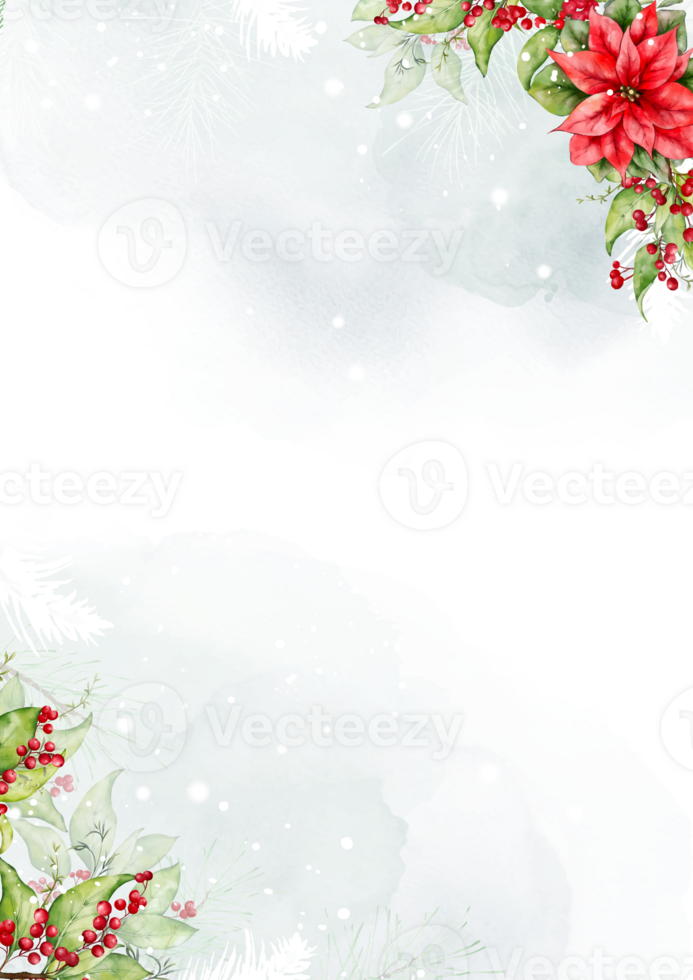 Christmas decoration berries and leaves branches watercolor background png