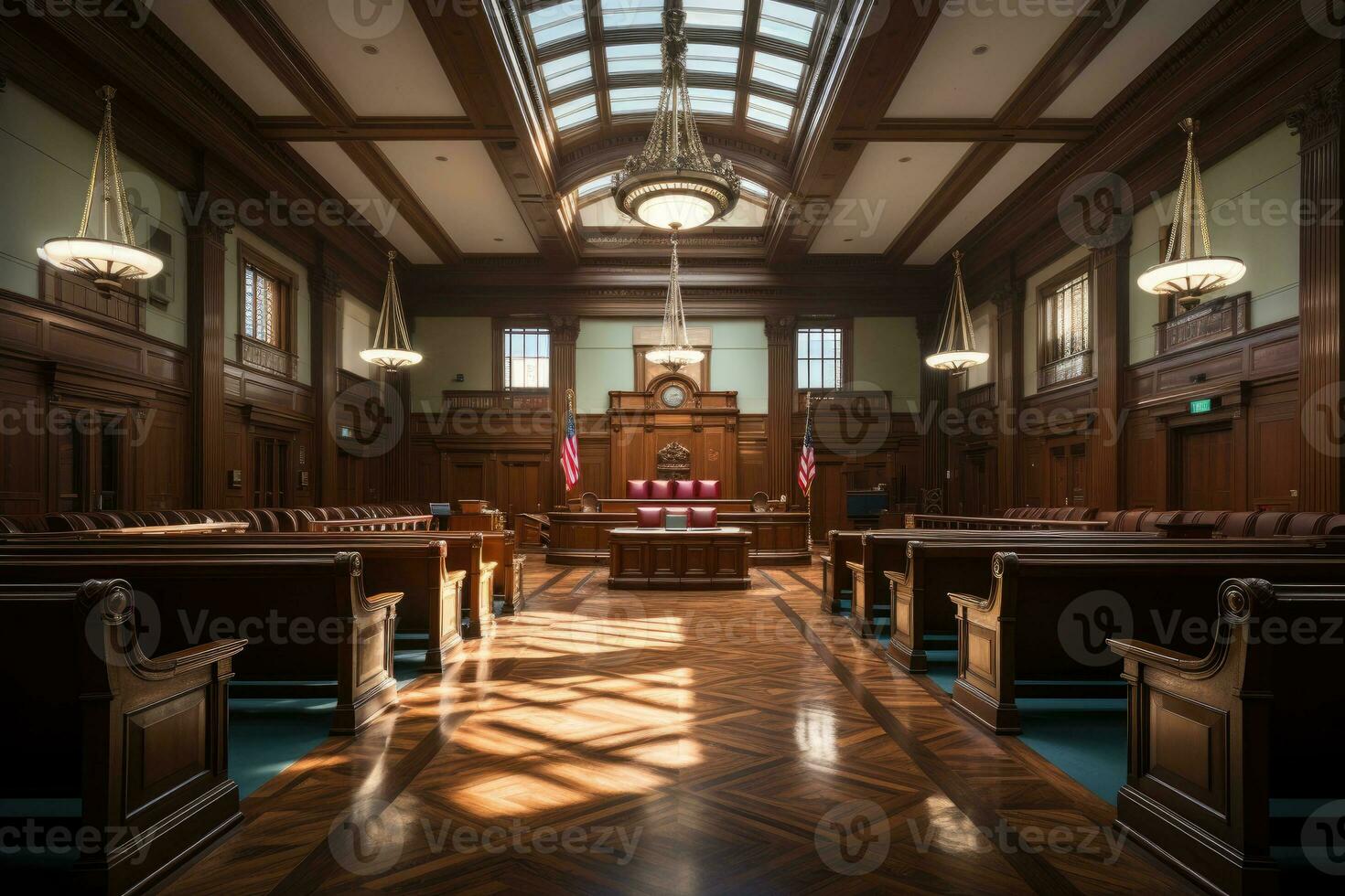 empty courtroom the judge court room professional advertising photography AI Generative photo