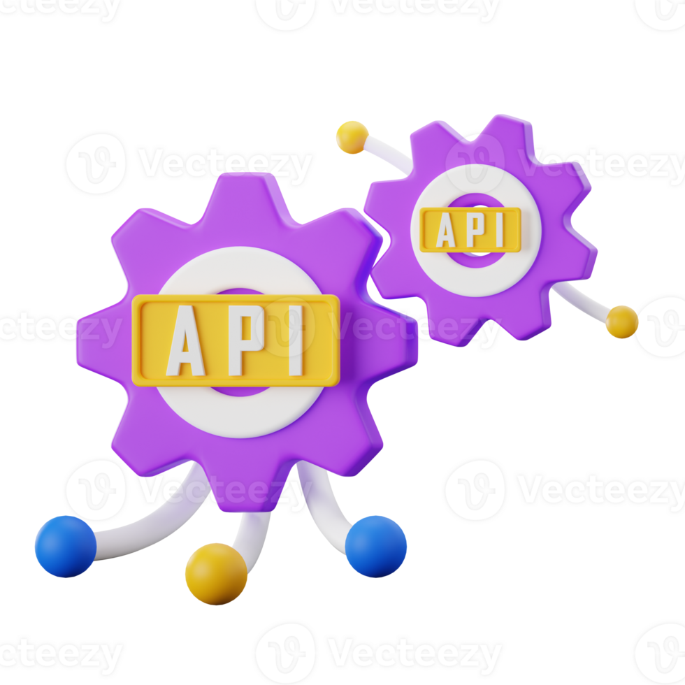 API Setting Design and Development 3D Illustrations png