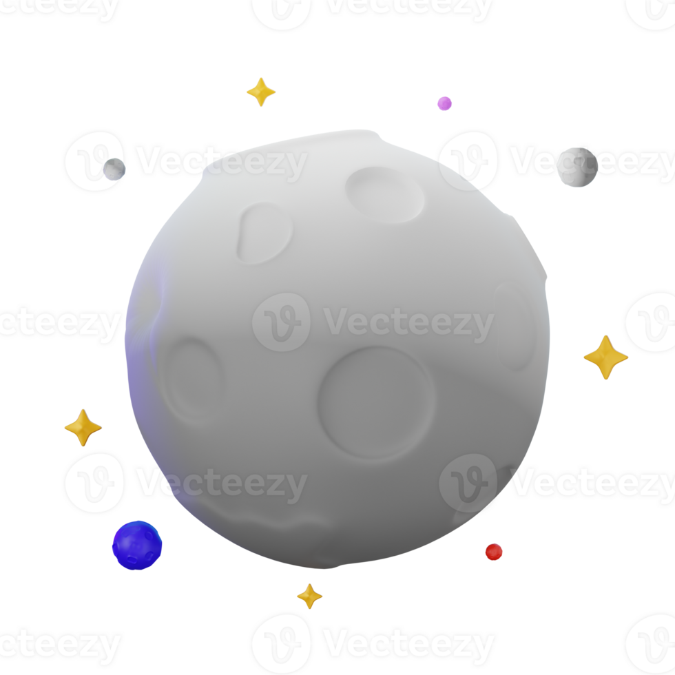 Full Moon Space Object 3D Illustrations png