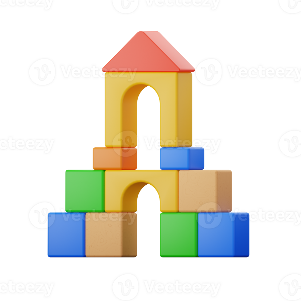 construção blocos crianças Educação brinquedos 3d ilustrações png