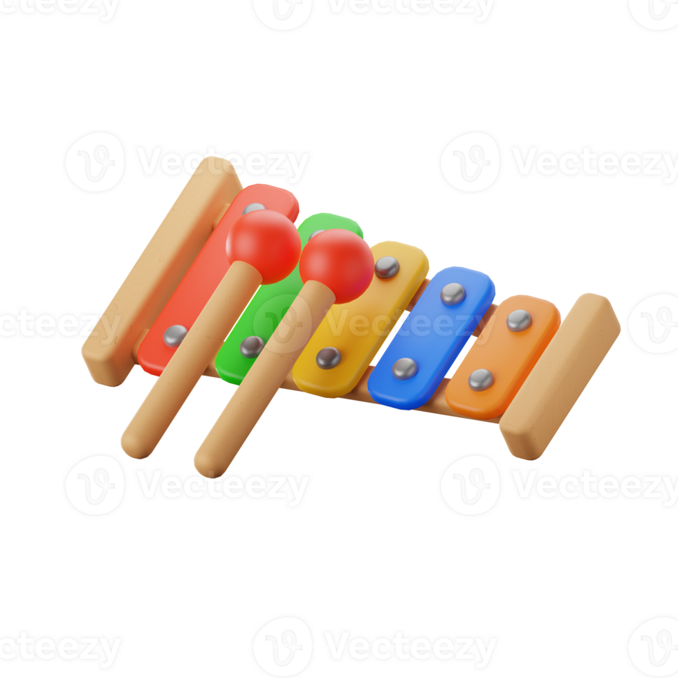 xylofon barn utbildning leksaker 3d illustrationer png