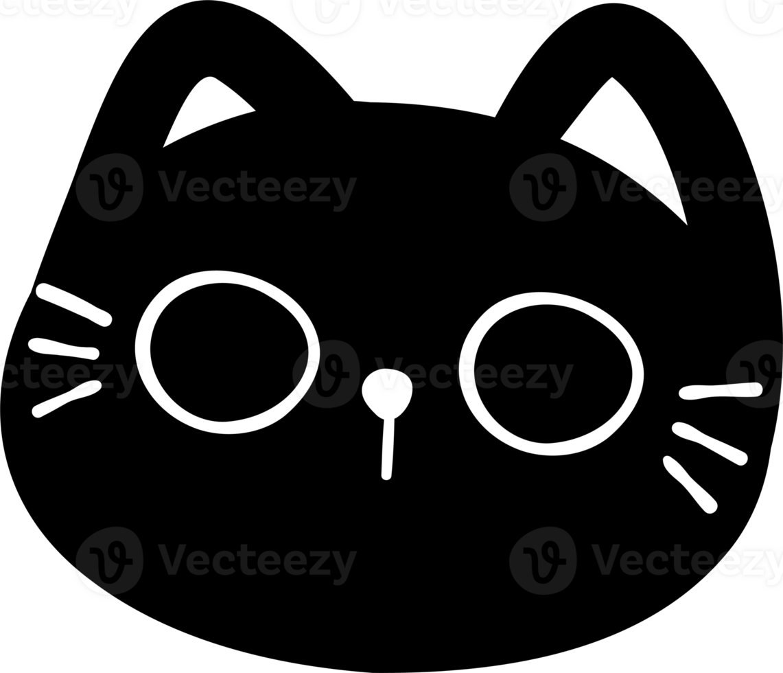 Cute Black Cat face illustration png