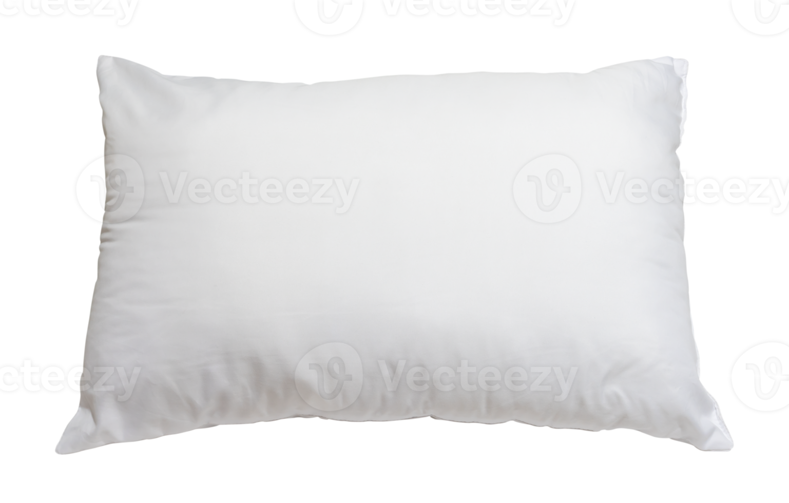 White pillow without case after guest's use at hotel or resort room isolated with clipping path in png file format.  Concept of comfortable and happy sleep in daily life