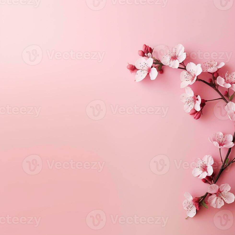 Simple pink background, empty space for text and design photo