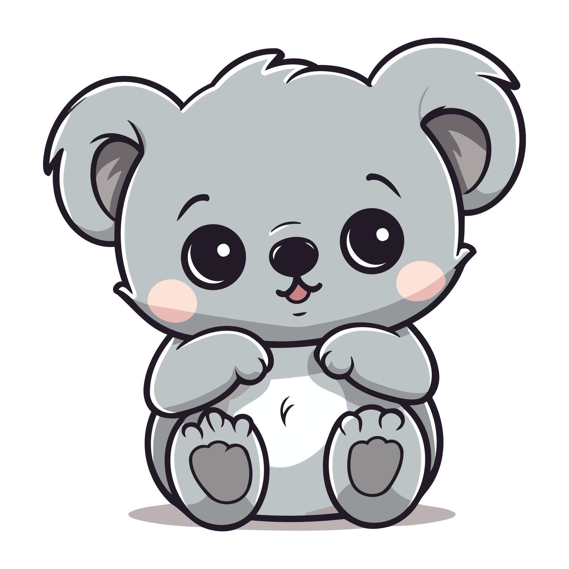 Cute koala character cartoon vector illustration. Cartoon koala