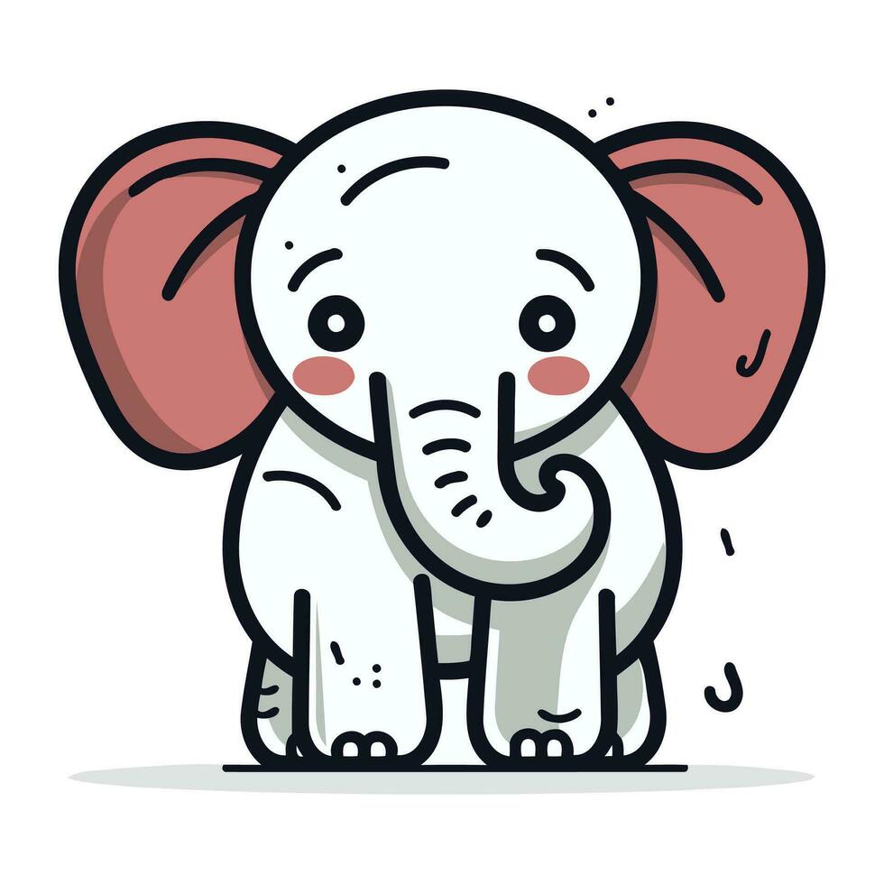 linda dibujos animados elefante en blanco antecedentes. vector ilustración en plano estilo.
