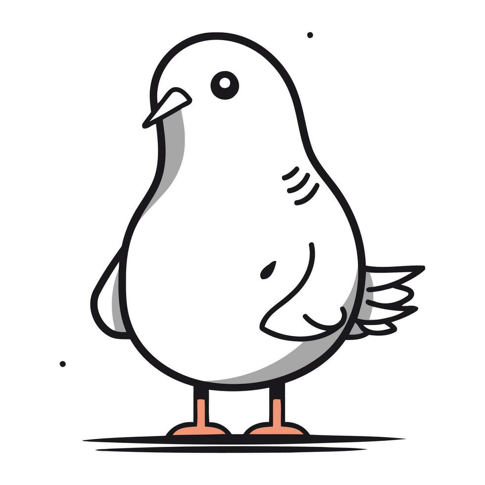Pigeon doodle. Vector illustration isolated on white background.
