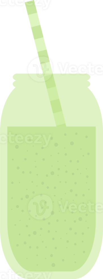 Fruit juice or smoothie in transparent glass and straw for cocktail in flat png