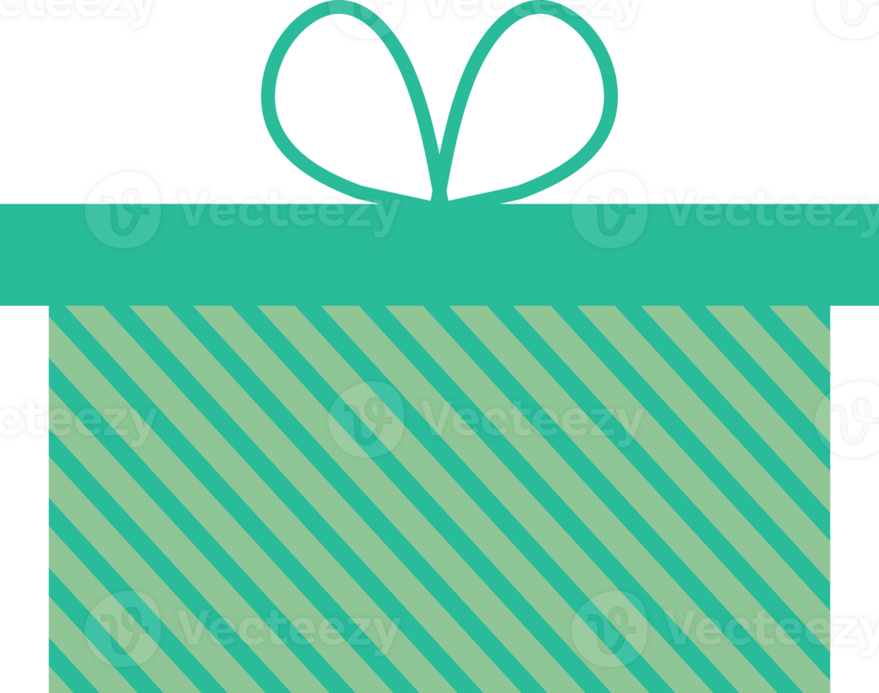 Blue gift box with ribbon and striped pattern, flat icon png