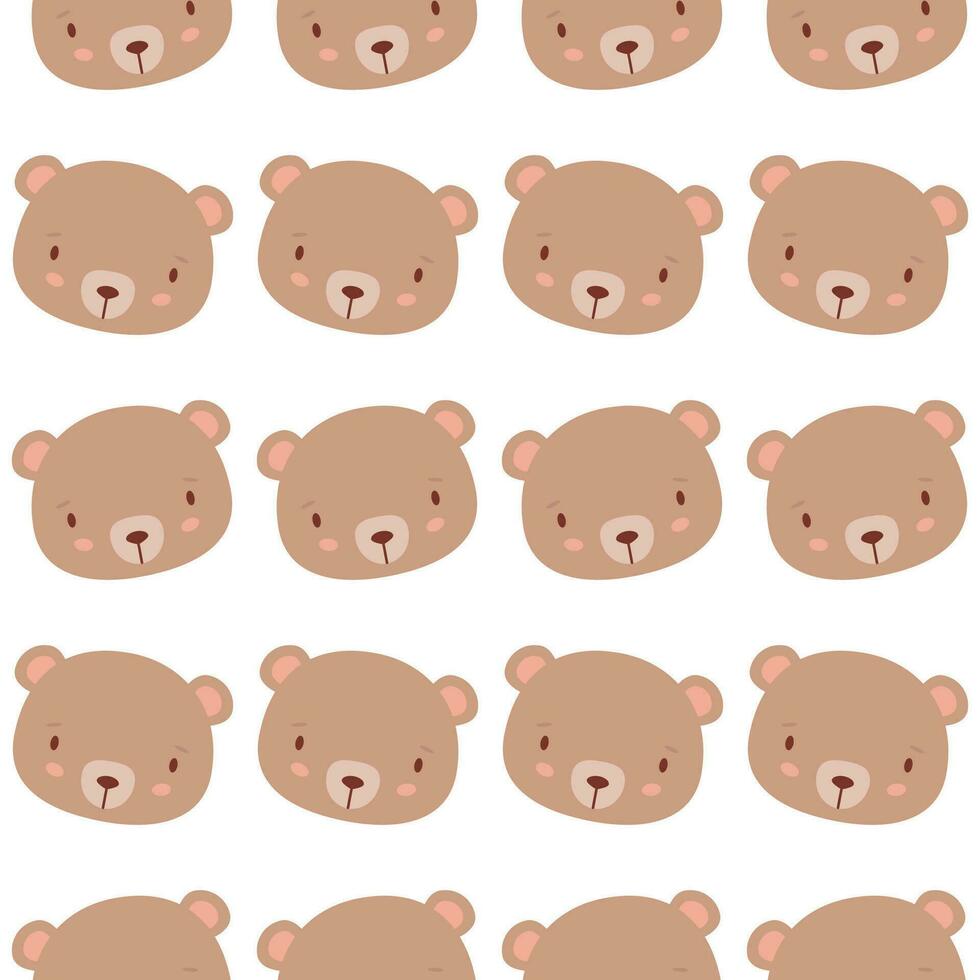 Pattern with bears. Simple seamless pattern with cute teddy bear muzzle. Children's illustration vector